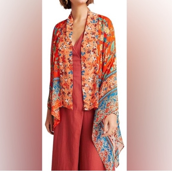 Anthropologie Akemi + Kin Hayley Mixed Print Kimono Shawl Cardigan One Size - Picture 2 of 8